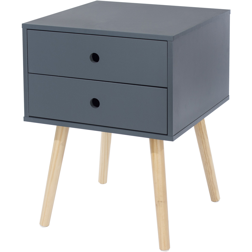 Scandia 2 Drawer Midnight Blue Bedside Table Image 2