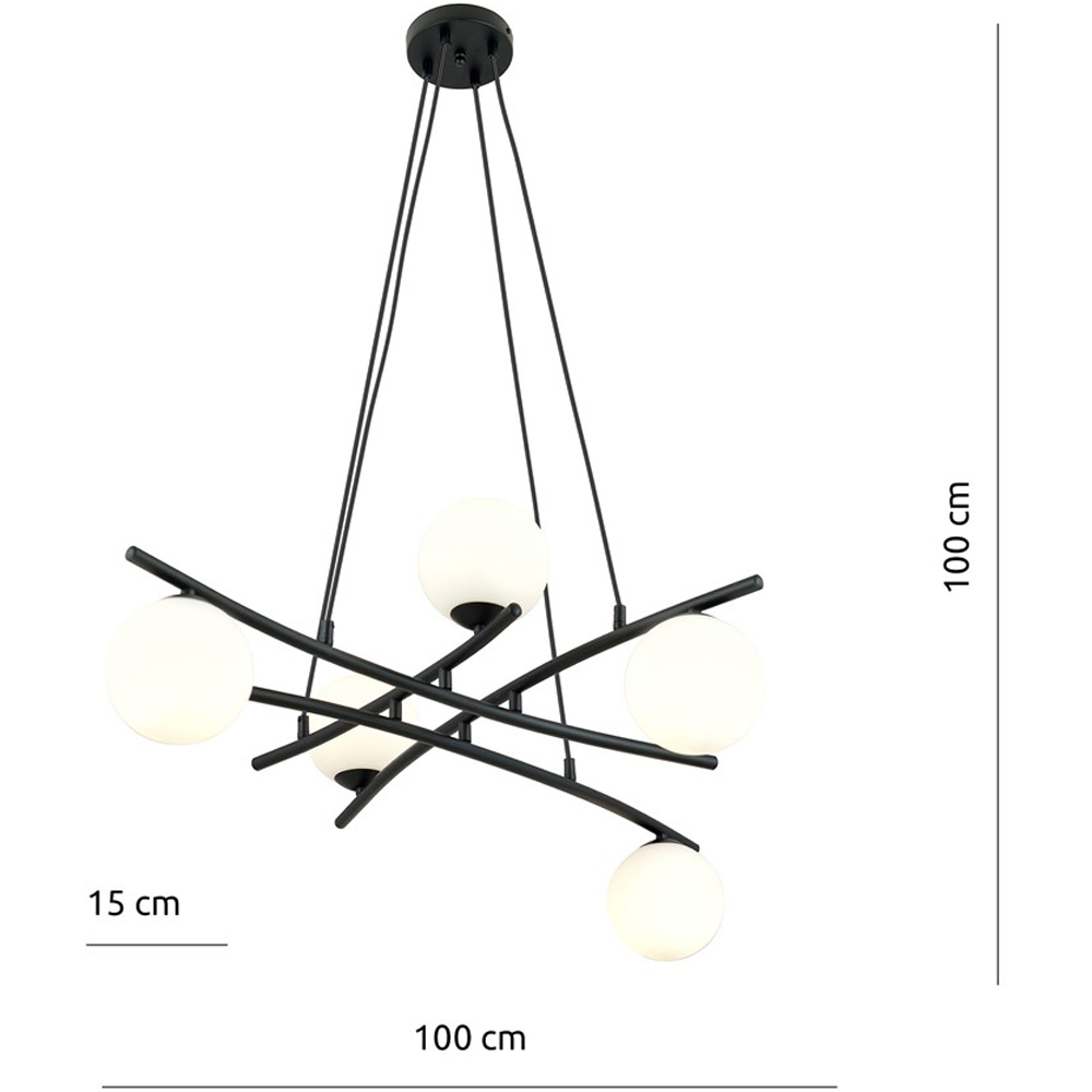 Emibig Essa 5 Light White Shade Black E14 Ceiling Pendant Light Image 5