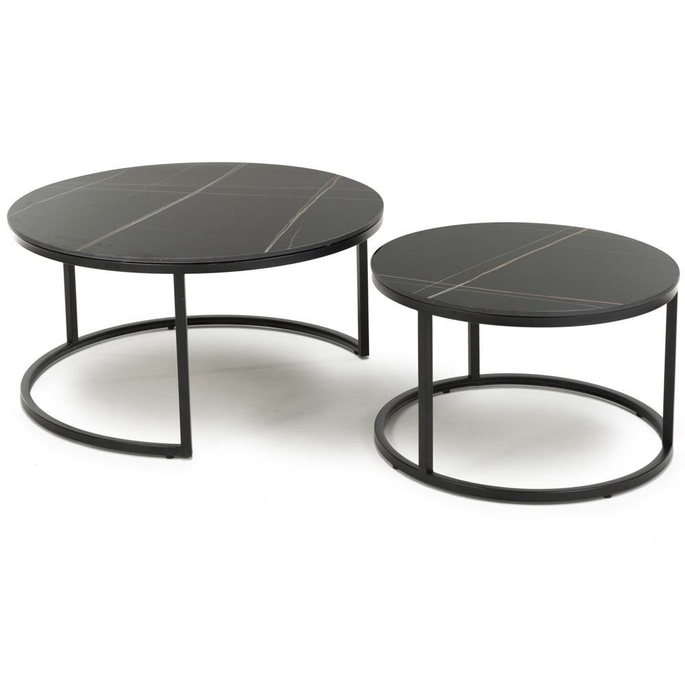Delta Matt Black Round Nest of Tables Set of 2 Image 3