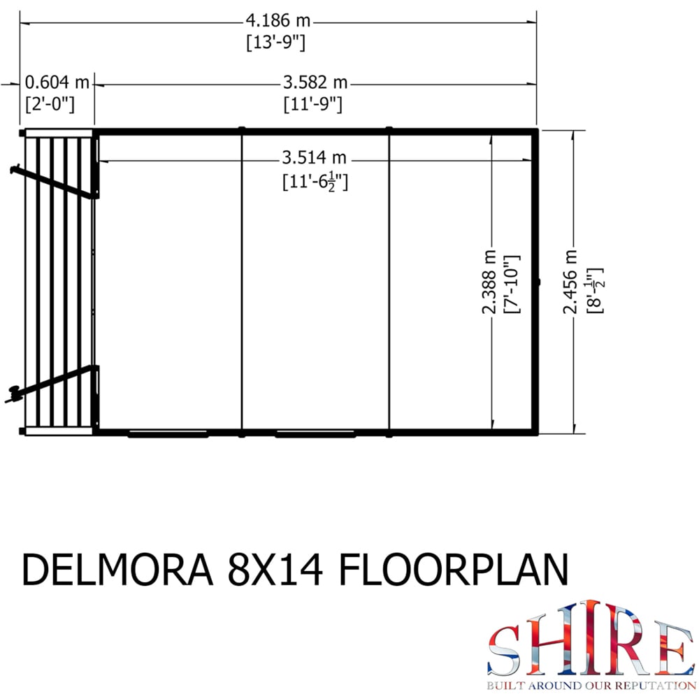Shire Delmora 8 x 14ft Double Door Traditional Summerhouse Image 9