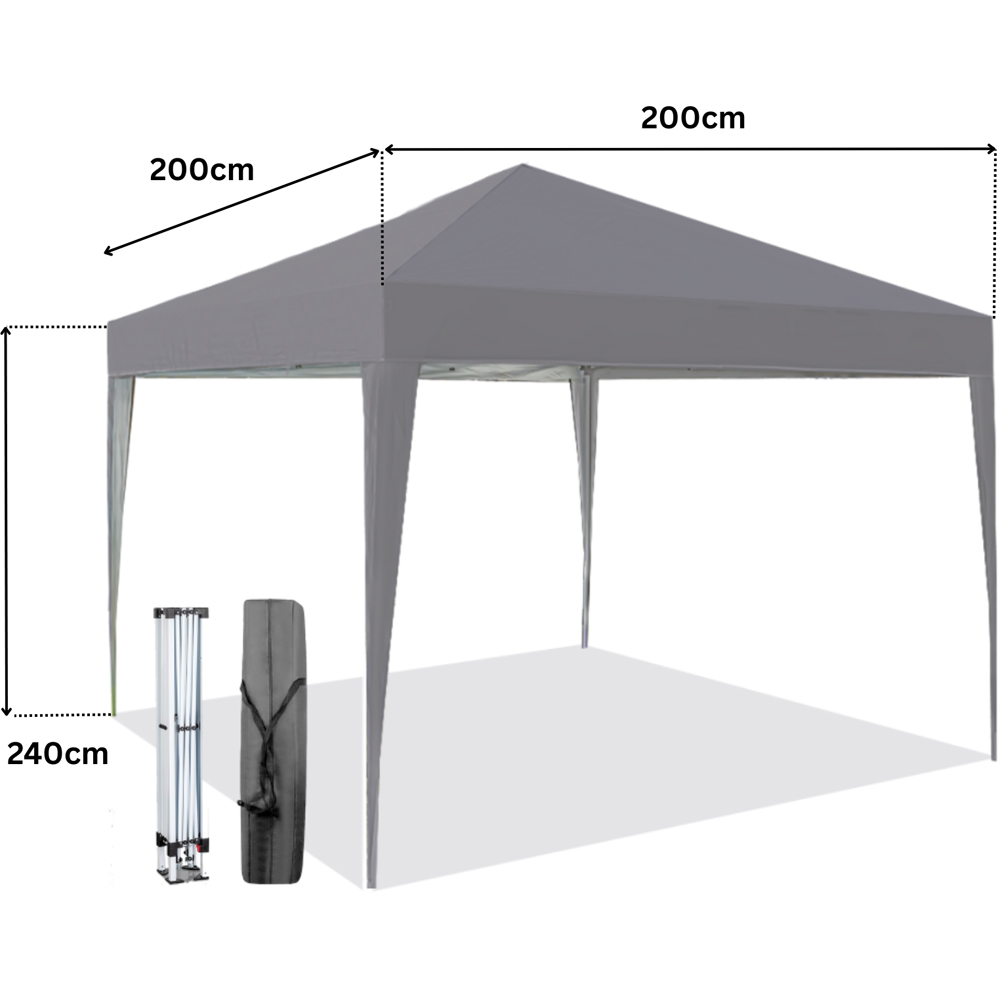 Home Source 2 x 2m Grey Easy Up Garden Outdoor Gazebo with Bag Image 7