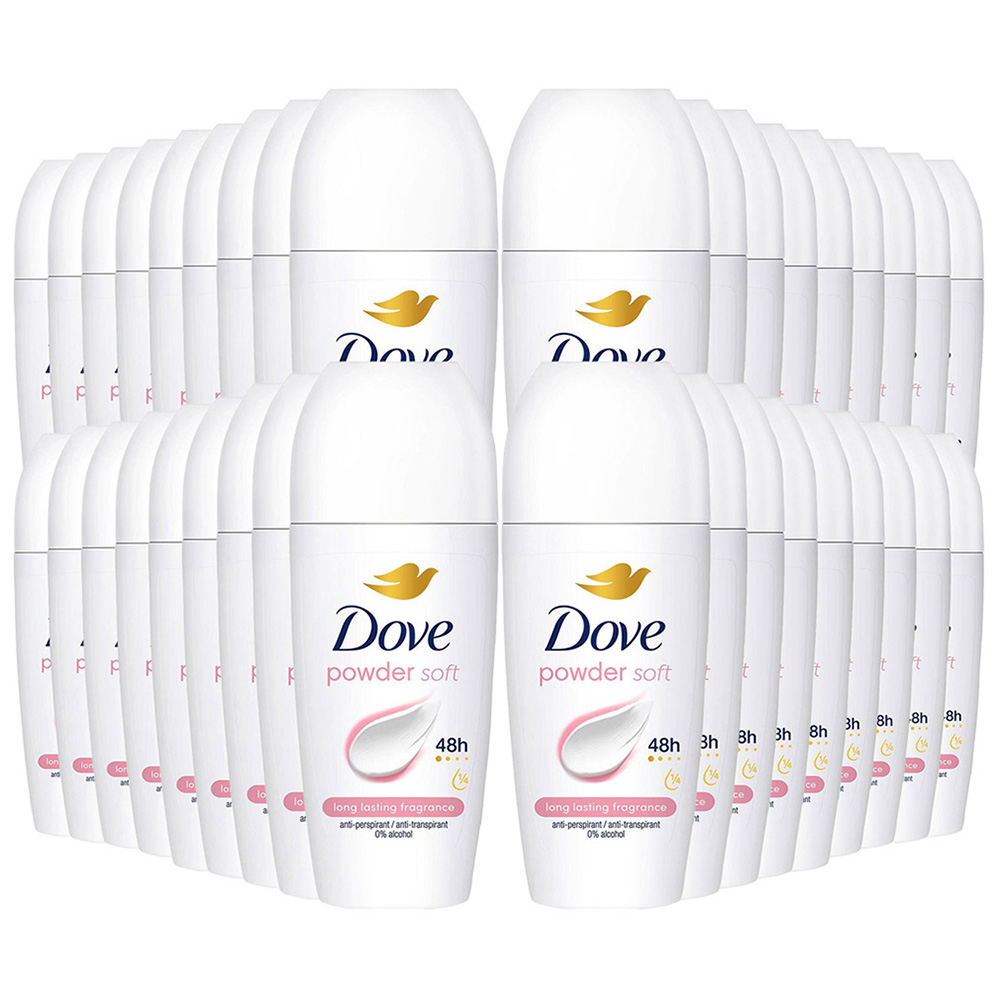 Dove Powder Soft Anti-Perspirant 48H Long Fragrance Roll On 50ml 36 Pack Image 1
