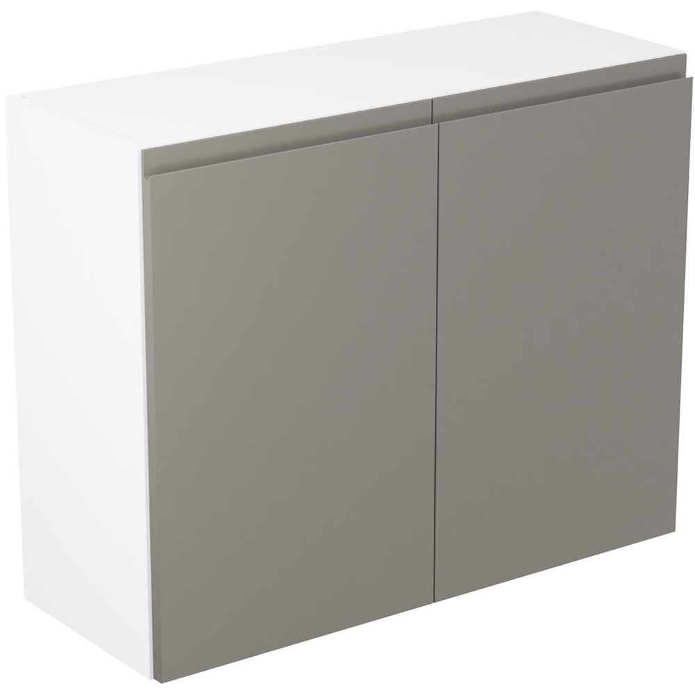 Kitchen Kit J-Pull Gloss Dust Grey Wall Kitchen Cabinet Flatpack 900mm Image 1