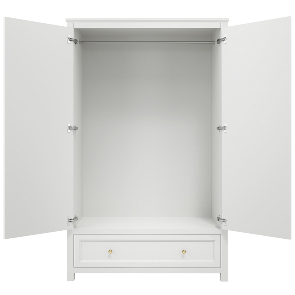 Ives 2 Door Single Drawer White Wardrobe Image 5