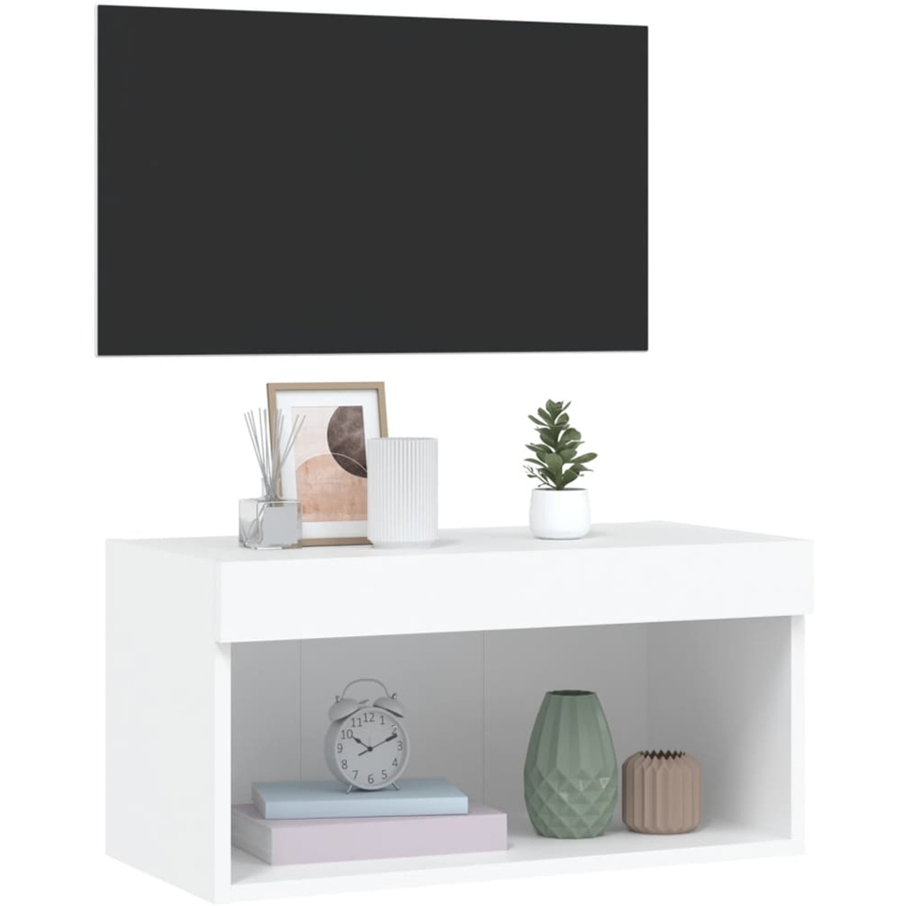 vidaXL Single Shelf White TV Cabinet with LED Lights Image 4
