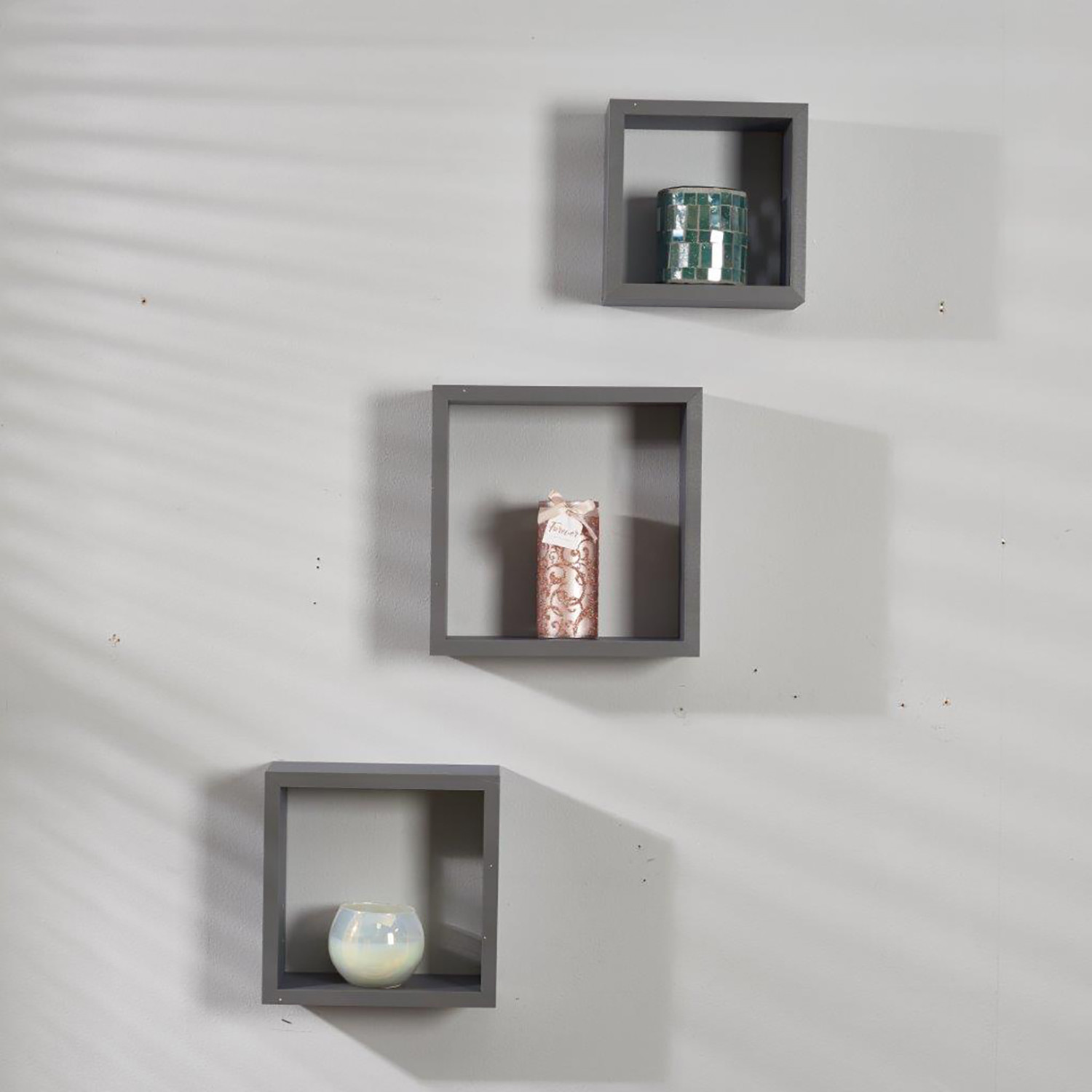 Matt Aluminium Cube Wall Floating Shelf 3 Pack Image 4