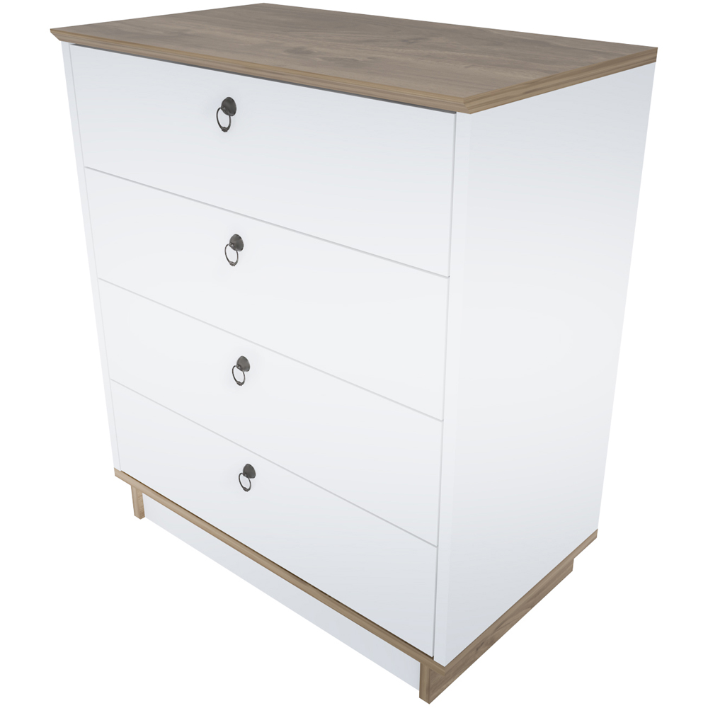 Decorotika Sahra 4 Drawer White and Walnut Chest of Drawers Image 2
