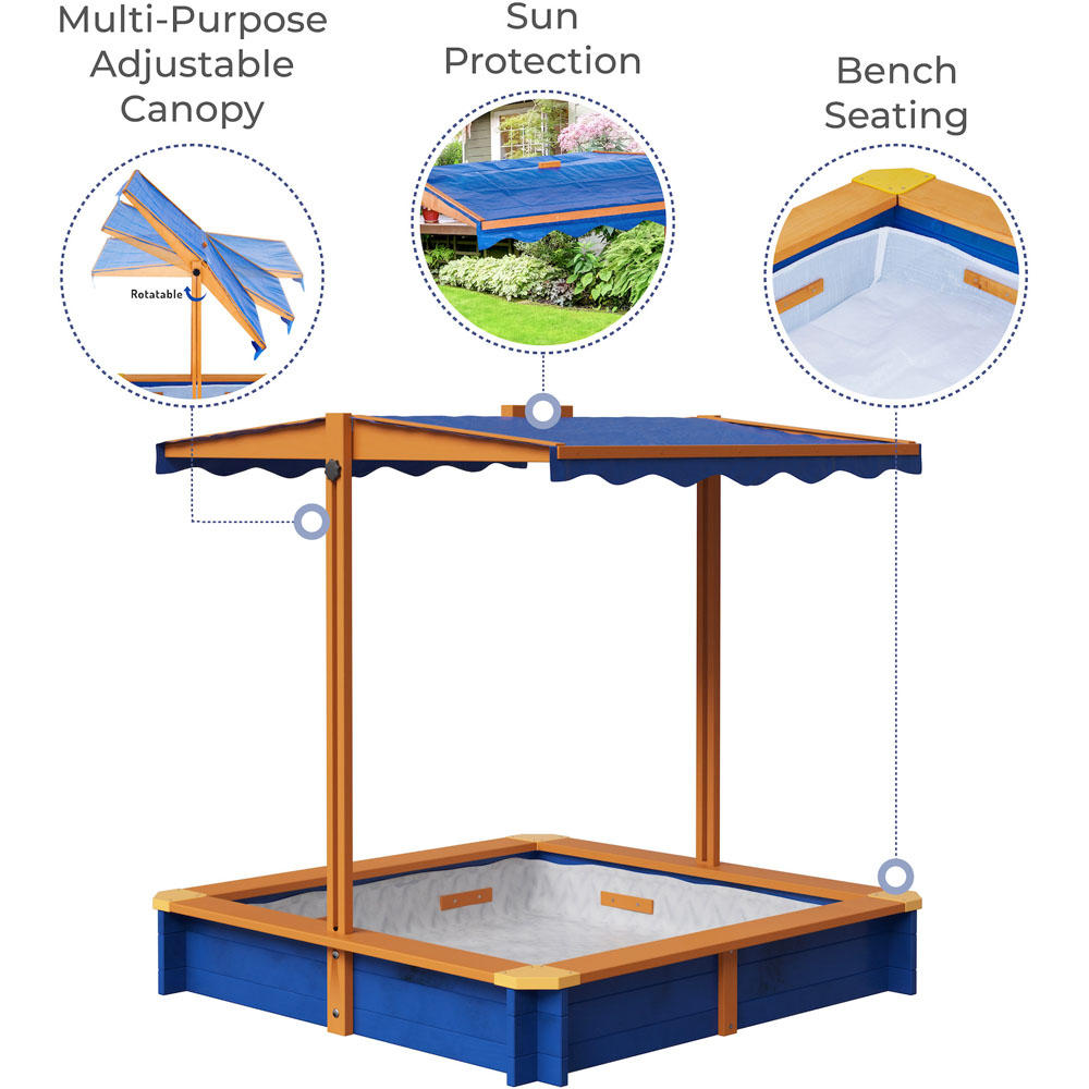 Teamson Kids Blue Wooden Outdoor Summer Sand Box Image 7