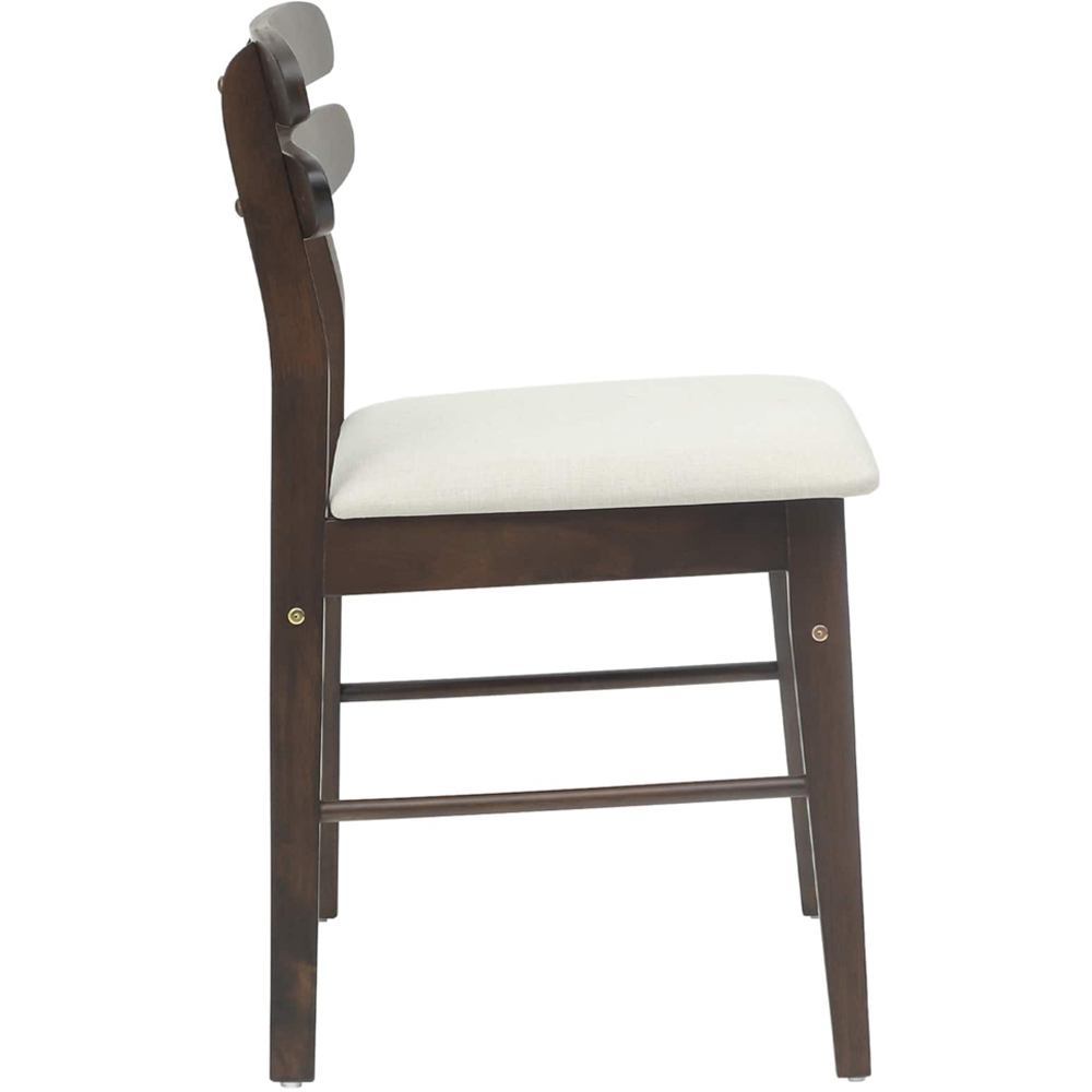 vidaXL Set of 2 Light Brown Rubberwood Rectilinear Vintage Dining Chairs Image 6