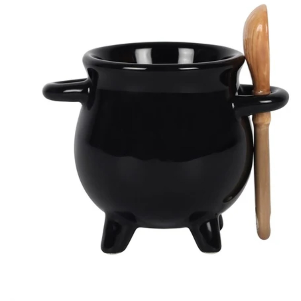Marco Paul Cauldron Shaped Halloween Egg Cup with Broom Spoon Image 3