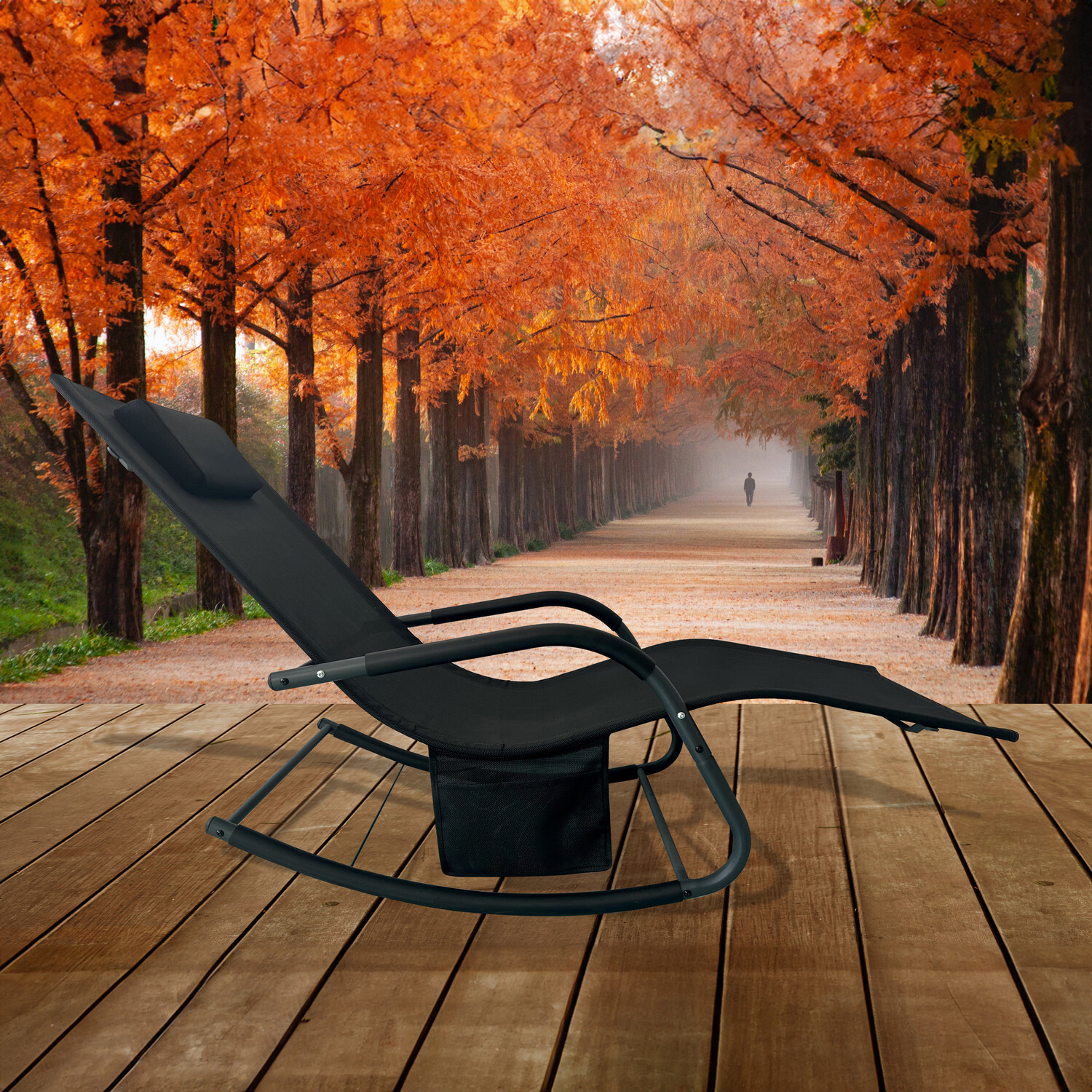 Outdoor Essentials Nevada Black Rocking Patio Chair Image 1