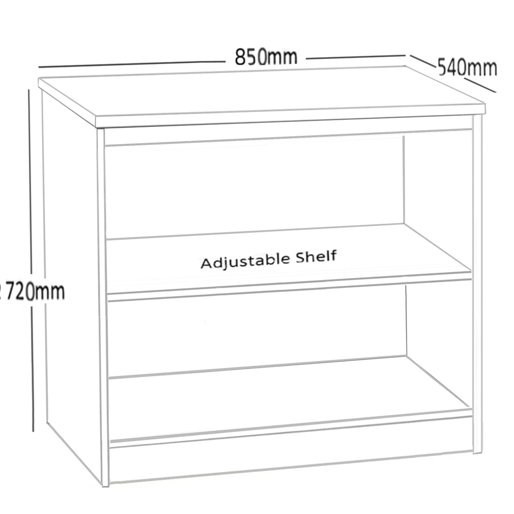 R White Cabinets 2 Shelf White Desk Height Wide Bookcase Image 5