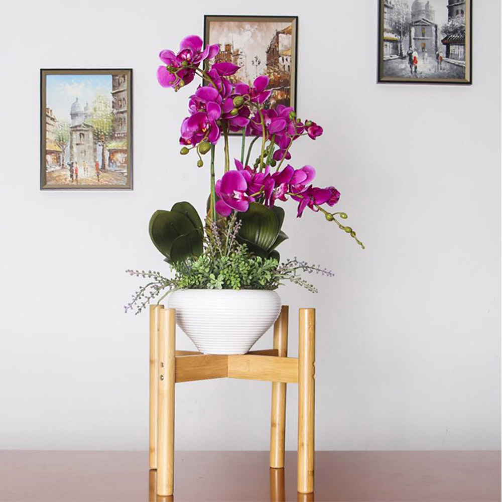 Living and Home Bamboo Nordic Raised Plant Stand 4 x 27 x 12cm Image 2