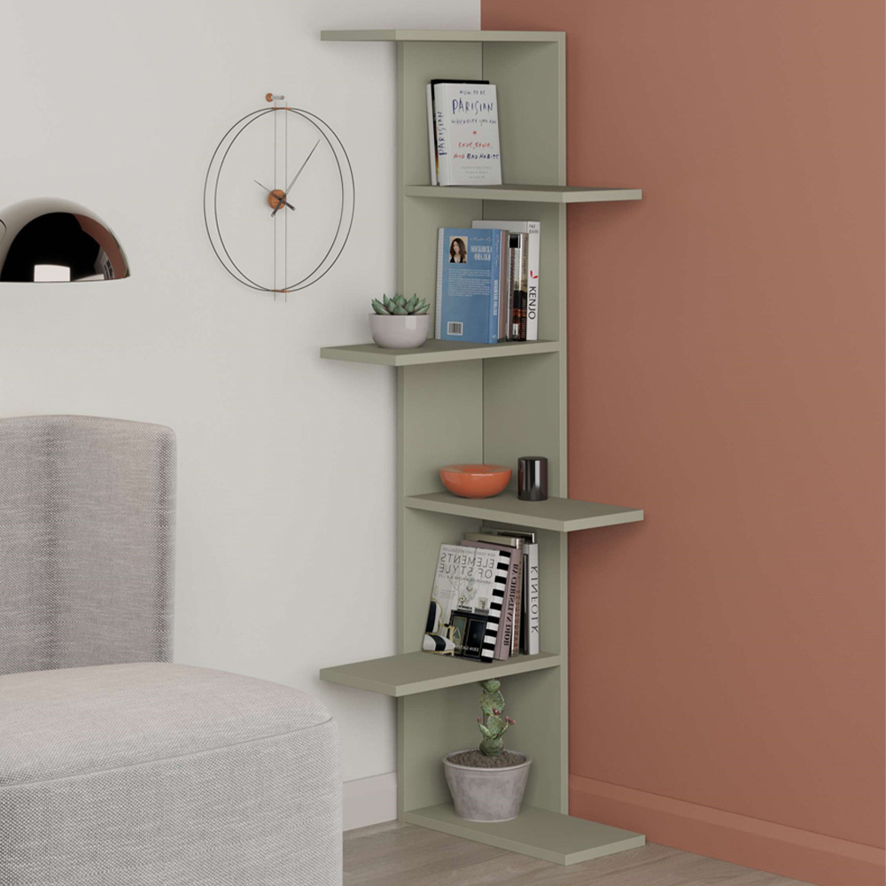 Decortie Saso Ash Green 5 Tier Medium Corner Display Unit Image 1