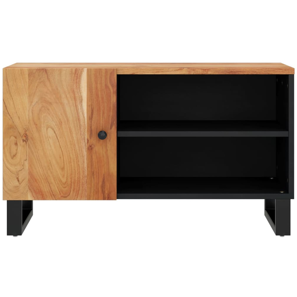 vidaXL Single Door 2 Shelf Brown Solid Acacia Wood TV Cabinet Image 5