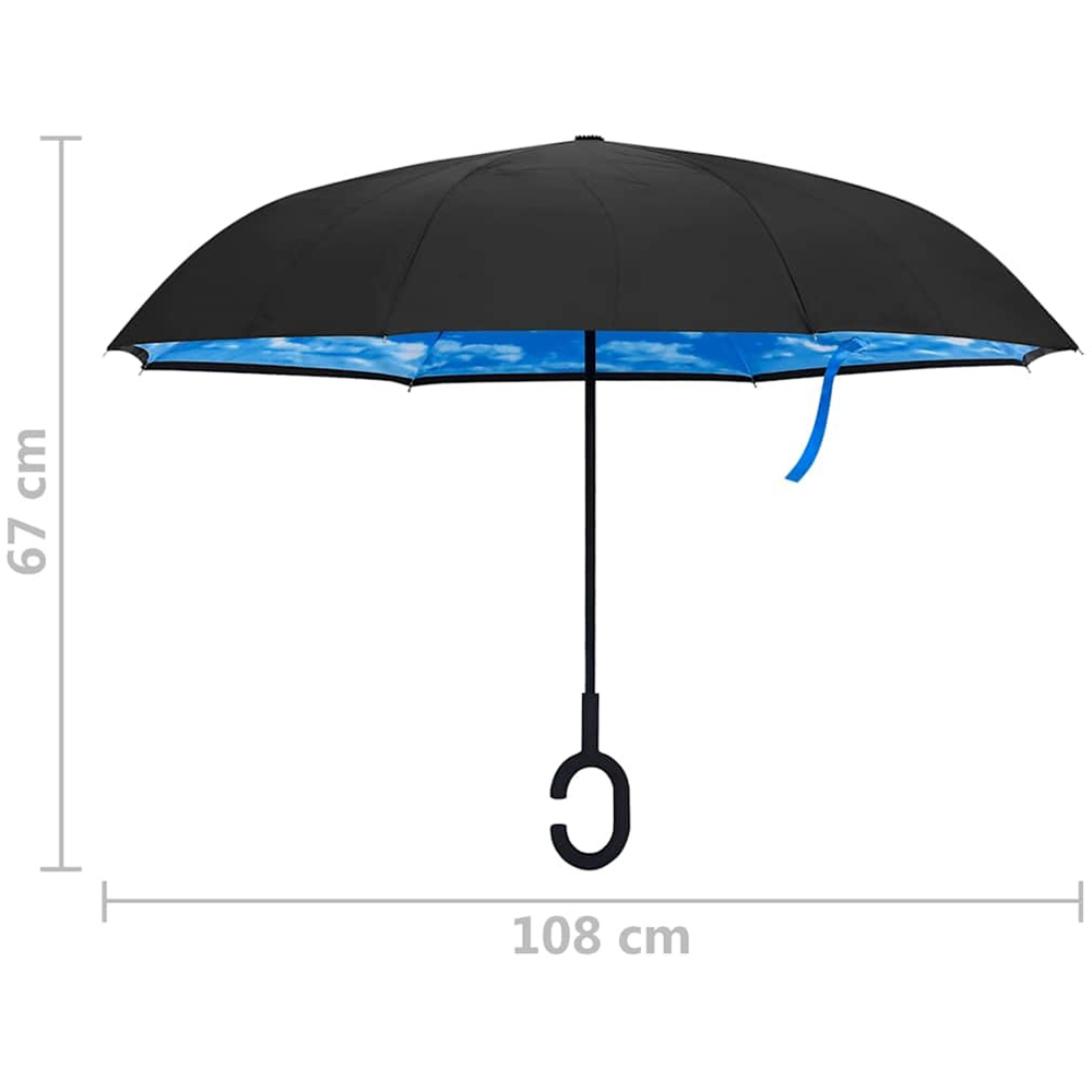 Walplus Black Inverted Foldable Umbrella with C Handle 108cm Image 6
