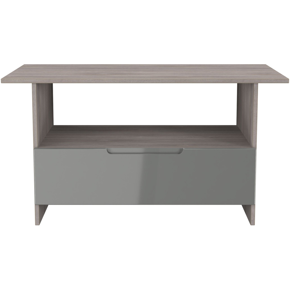Crowndale Milan Single Drawer Single Shelf Grey Gloss and Grey Oak Coffee Table Ready Assembled Image 3