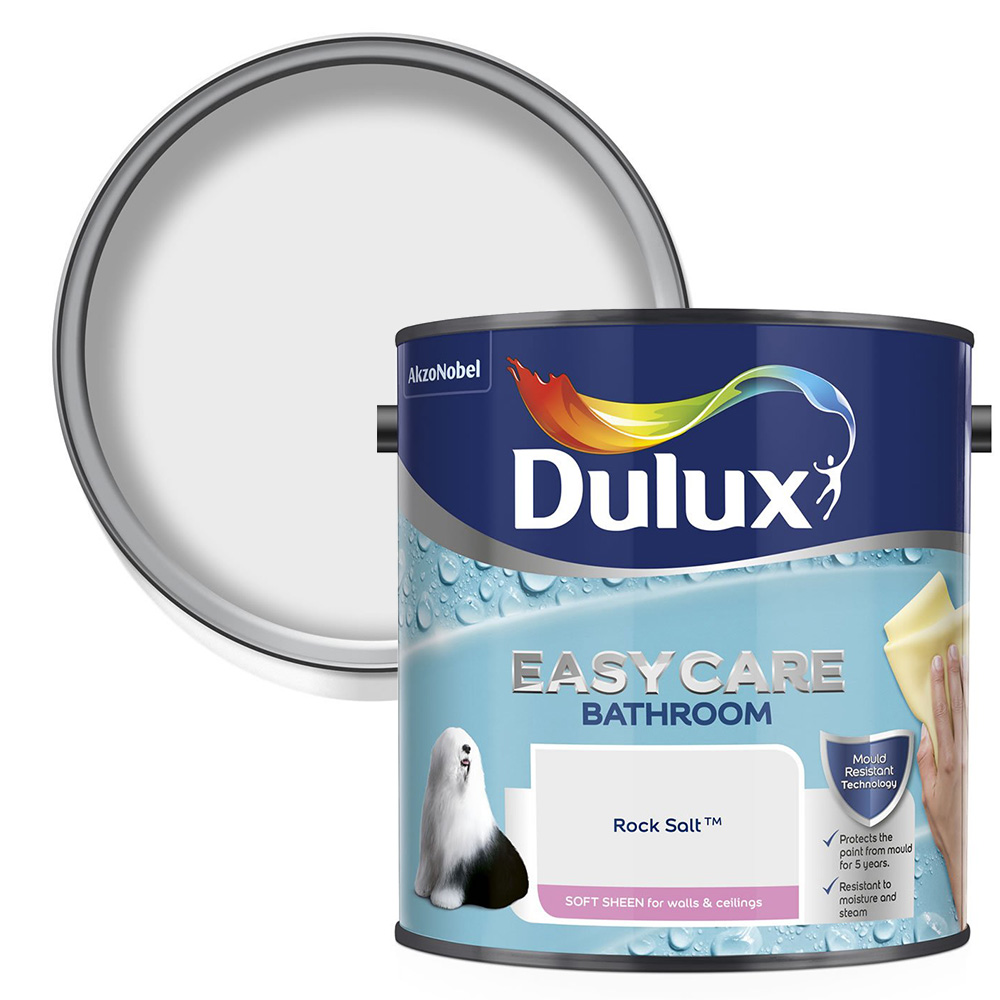 Dulux Easycare Bathroom Rock Salt Soft Sheen Emulsion Paint 2.5L Image 1