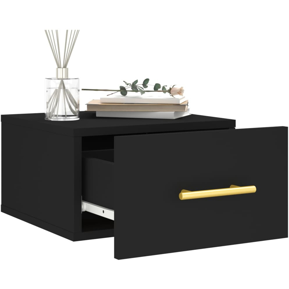 vidaXL Single Drawer Black Wall Mounted Bedside Table Image 4