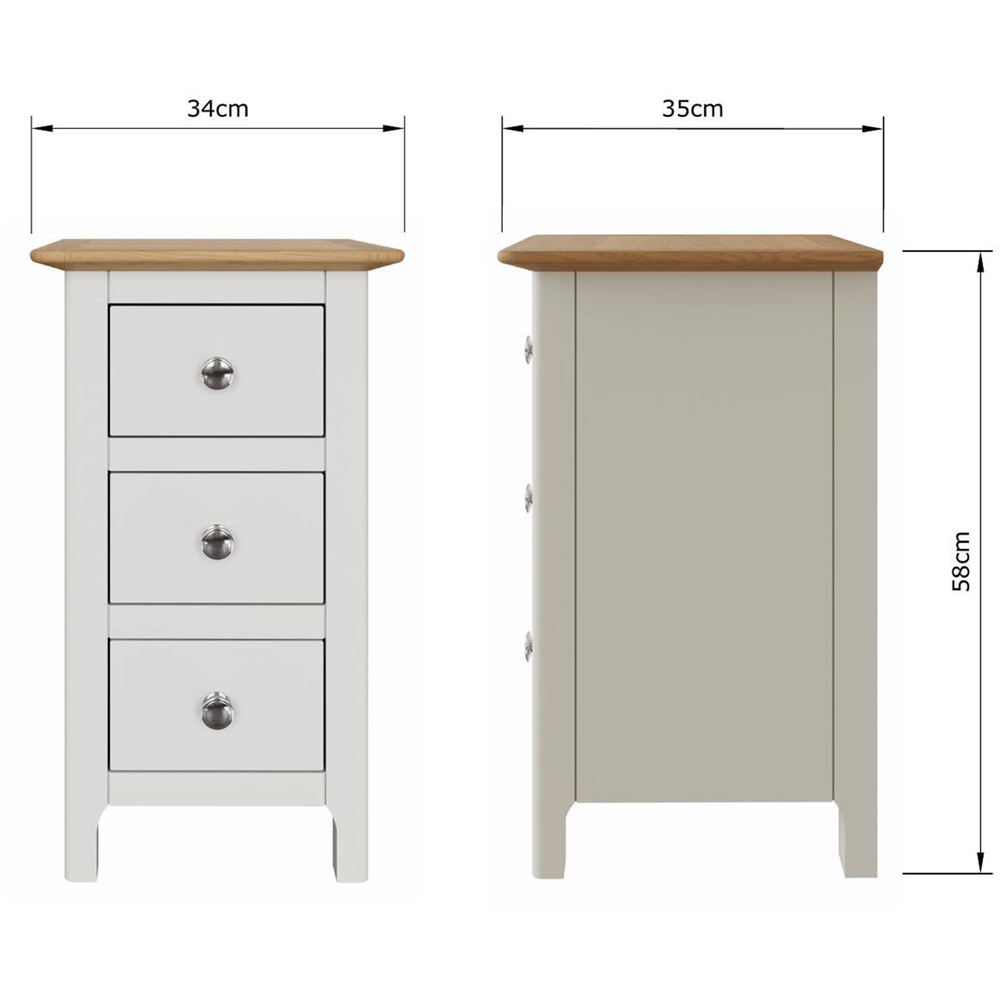 FWStyle Taberno Slim 3 Drawer White Oak Assembled Bedside Table Image 7