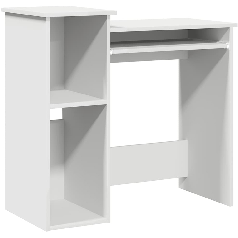 vidaXL 2 Shelf Computer Desk with Keyboard Tray White Image 2