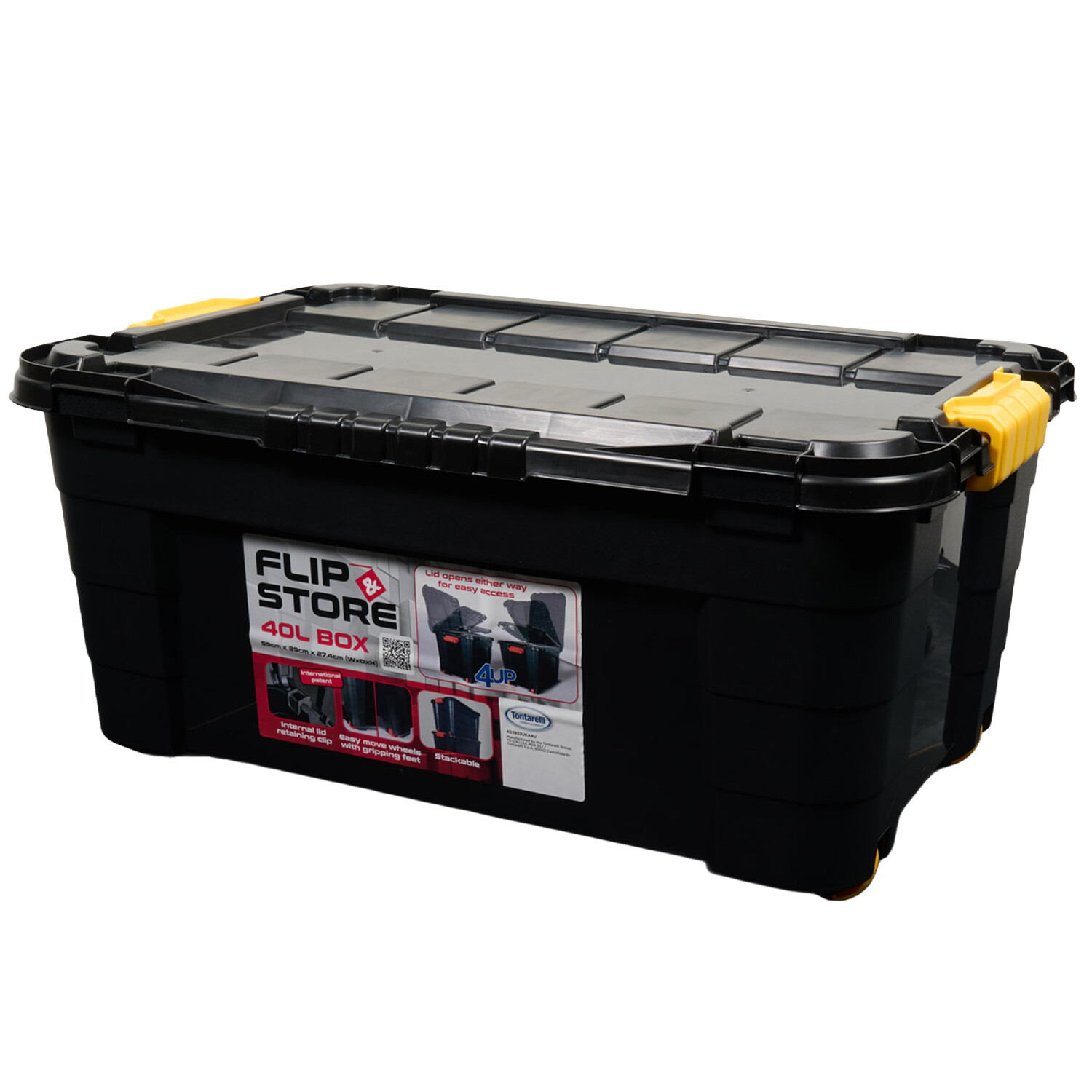 Flip and Store Box with Lid Black 40l Image 3