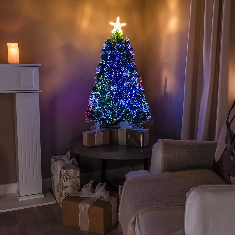 The Christmas Centre Warm White LED Green Fibre Optic Artificial Xmas Tree 4ft Image 7