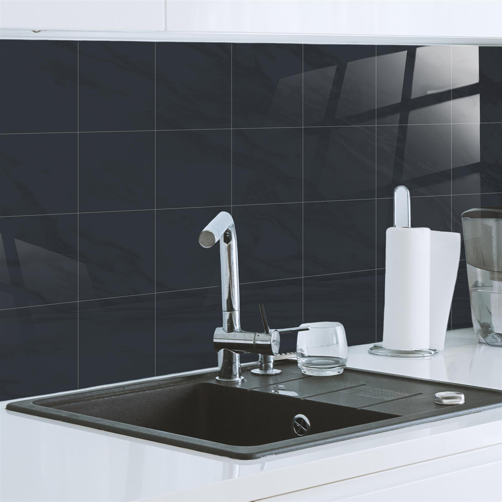 Walplus Denim Blue Marble Stone Tile Sticker 12 Pack Image 1