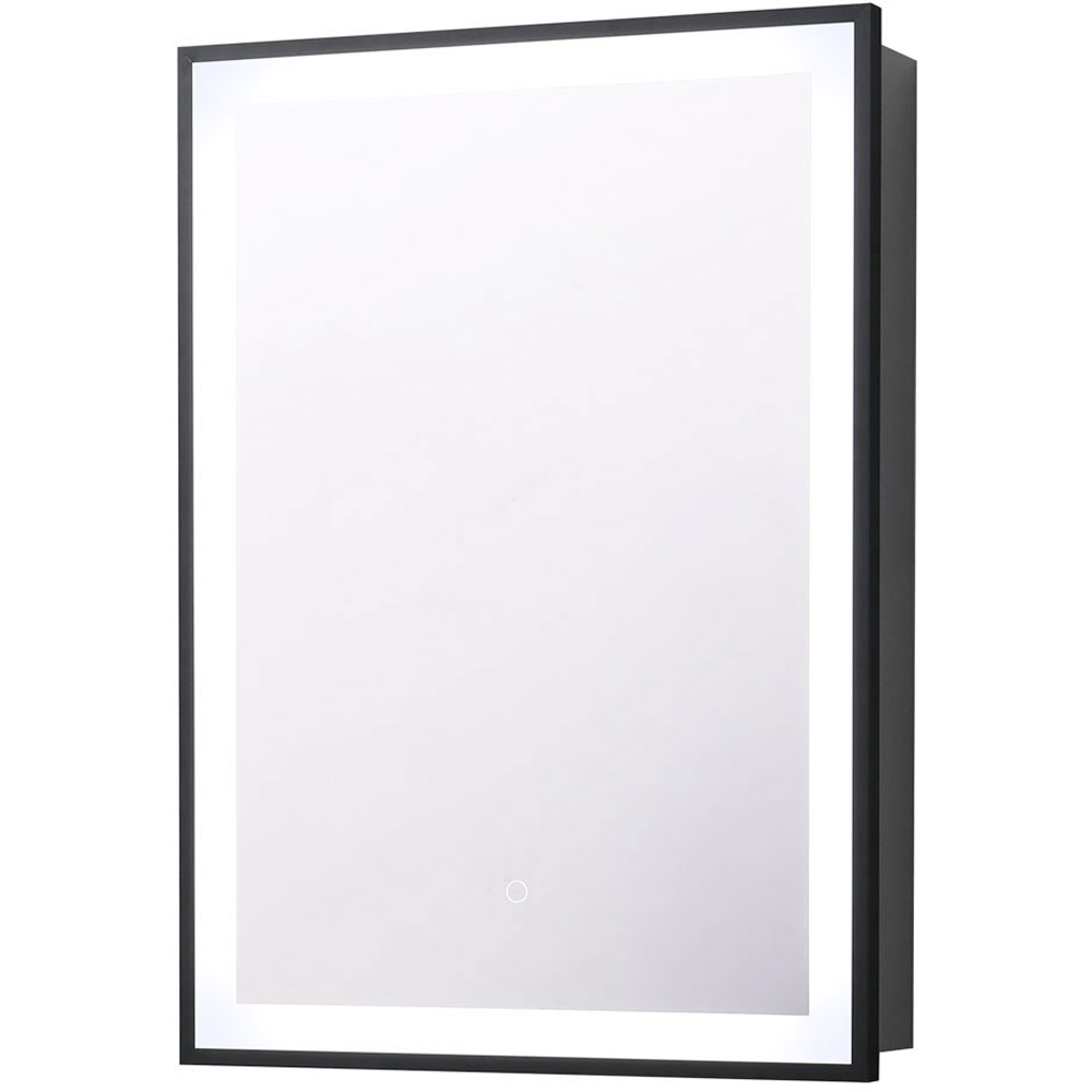 Living and Home Single Door Black Surface Mount LED Mirror Cabinet Image 1