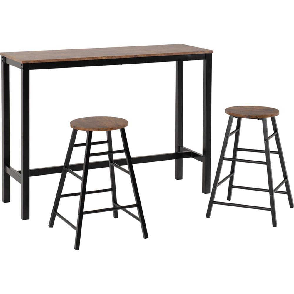 Seconique Athens Acacia Effect 2 Seater Bar Table and Chairs Set Image 3