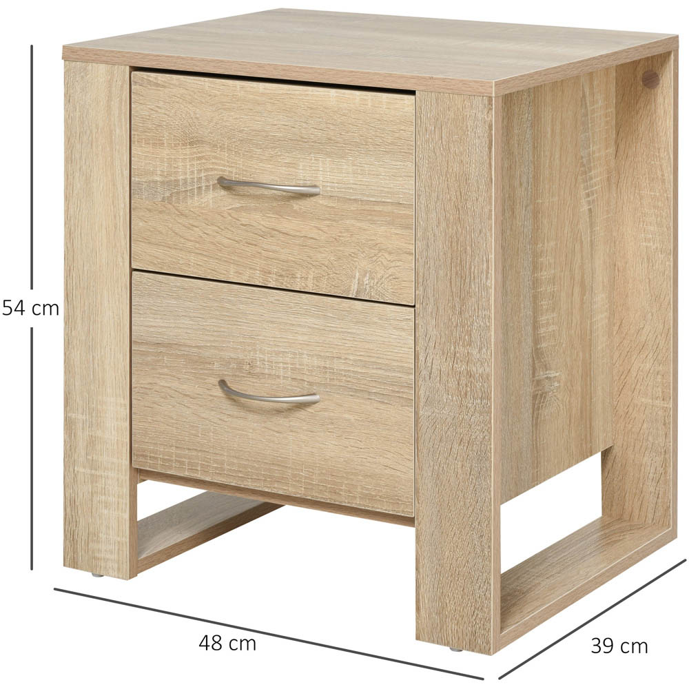 Portland 2 Drawer Oak Brown Modern Boxy Bedside Table Image 7