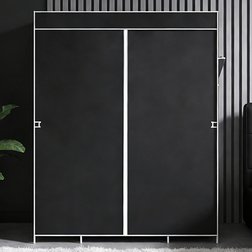 Living and Home 8 Shelf Black Portable Fabric Wardrobe Image 1