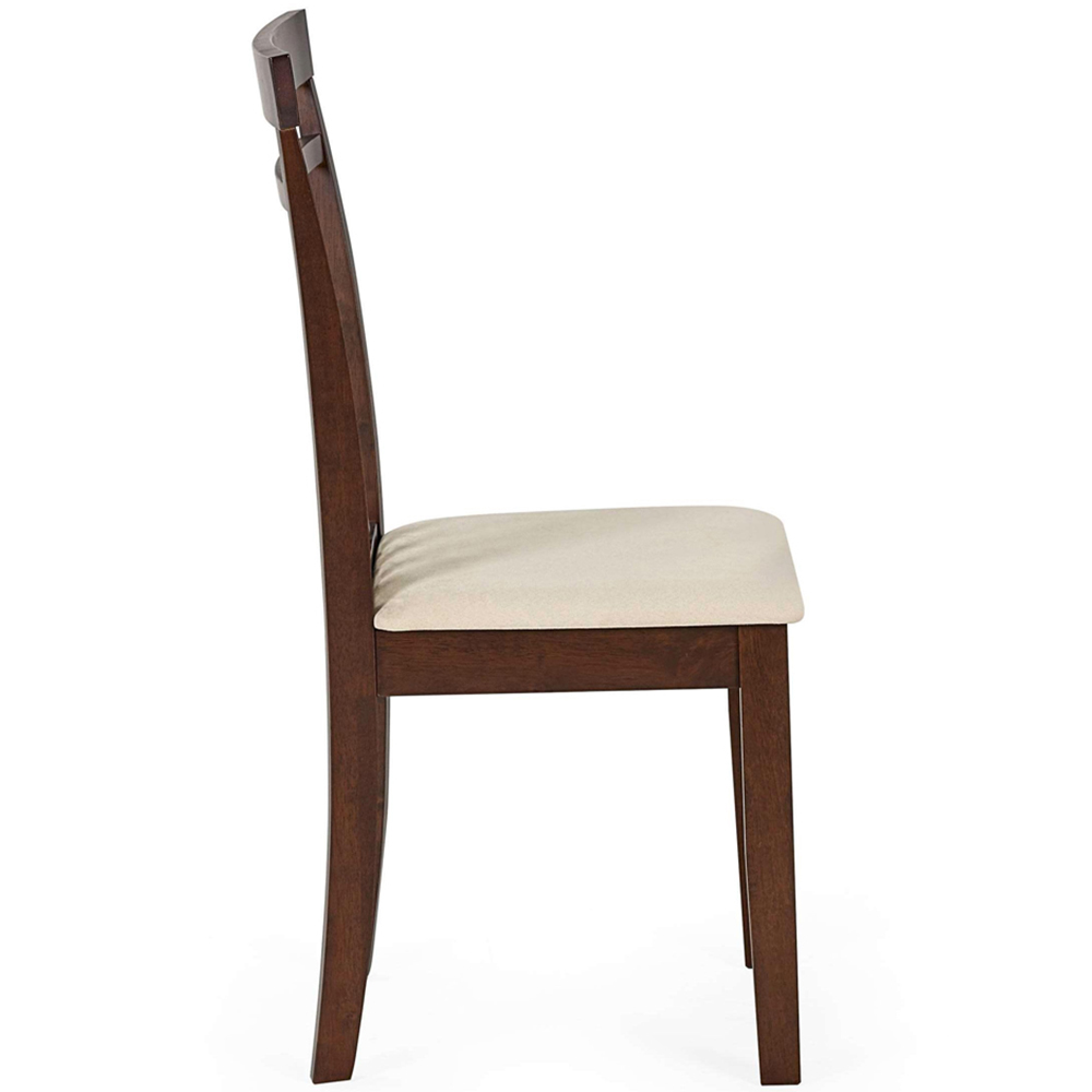 Julian Bowen Coast Set of 2 Walnut Effect Ivory Faux Suede Slatted Back Dining Chair Image 5