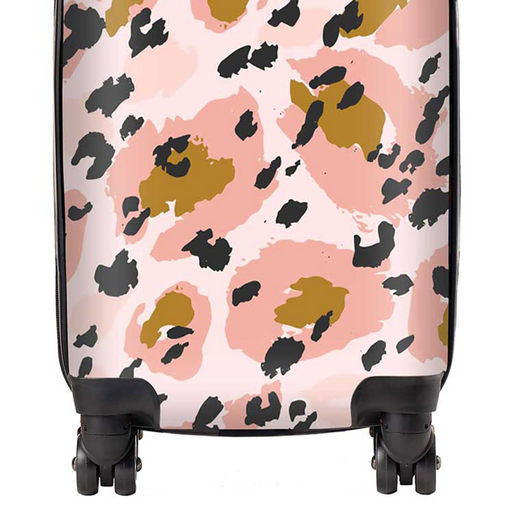 Warren Reed Designer Mini Cabin Hand Drawn Pink Leopard Print Suitcase Image 2