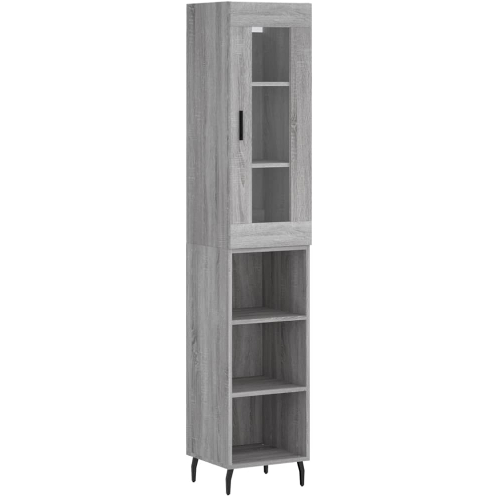 vidaXL Single Glass Door 3 Shelf Grey Sonoma Highboard Image 2