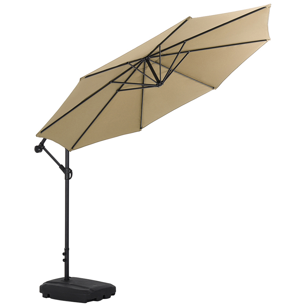 Living and Home Taupe Garden Cantilever Parasol with Rectangular Base 3m Image 1