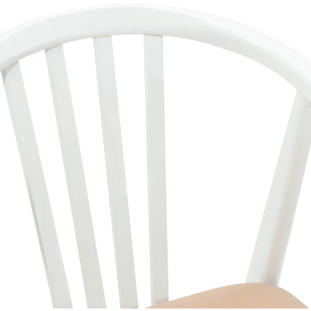 vidaXL Set of 2 White and Brown Rubberwood Vintage Dining Chairs Image 7