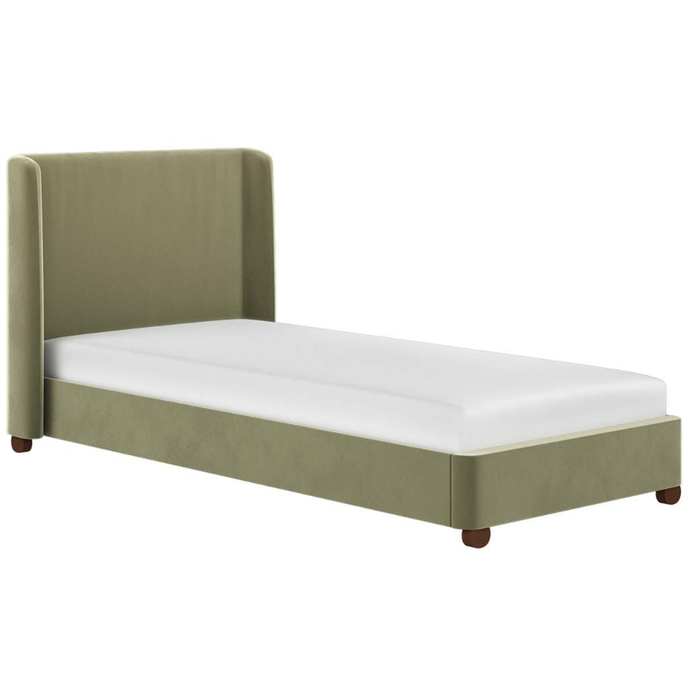 Flair Alma Single Olive Green Velvet Bed Frame with Winged Headboard Image 3