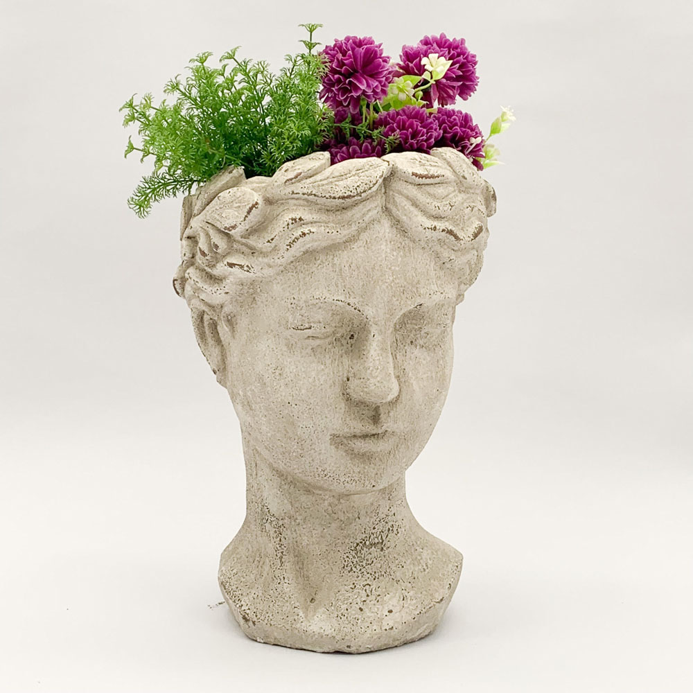 Acacia Home Cream Cement Bust Pot 35cm Image 3