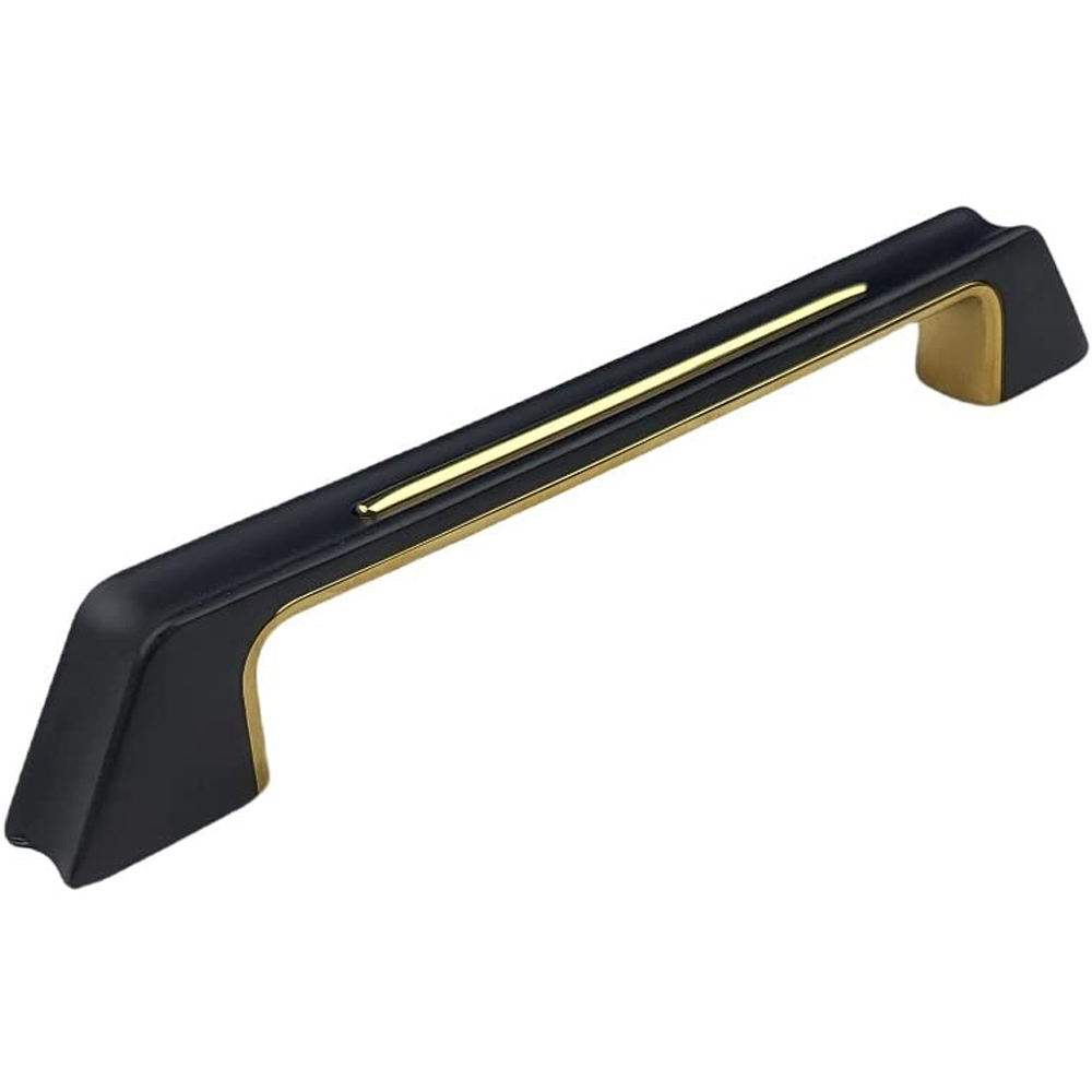 Golden Grace Black and Gold Finish Kappa Unique Design Cabinet Cupboard Pull Handle Set 96mm Image 1
