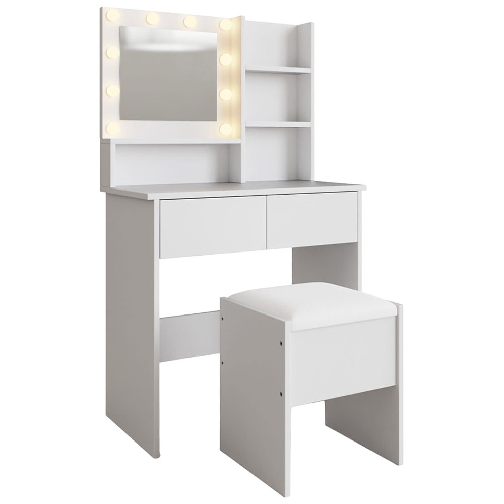 GFW Eva 2 Drawer White Dressing Table Set with LED Mirror Image 3