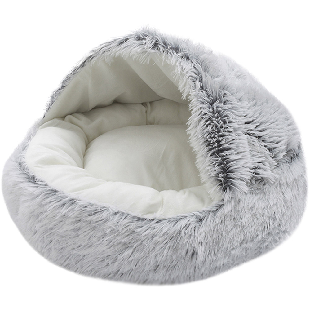 H&O Direct 40cm Grey Soft Plush Shell Pet Bed Image 2