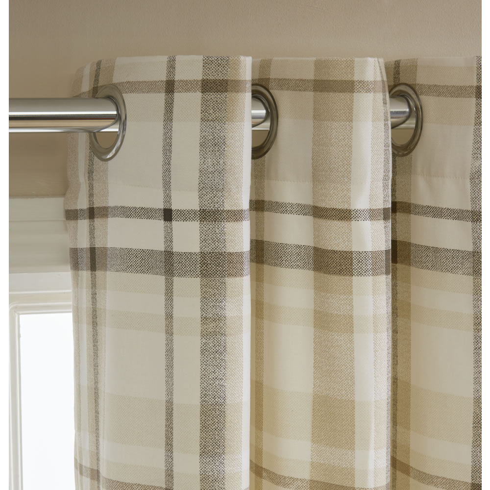 Wilko Natural Printed Check Curtains 167 W X 137cm D Wilko