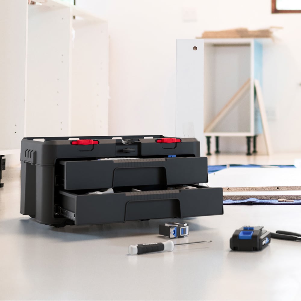 Keter Stack n Roll 2 Drawer Tool Storage Organiser Image 2