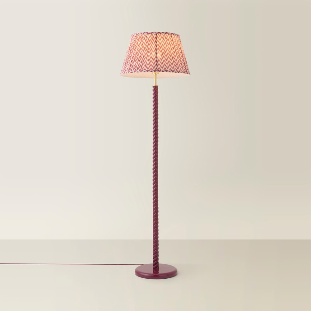 ValueLights Amara Pink Chevron Pleated Shade Pink Twist LED Floor Lamp with Bulb Image 3