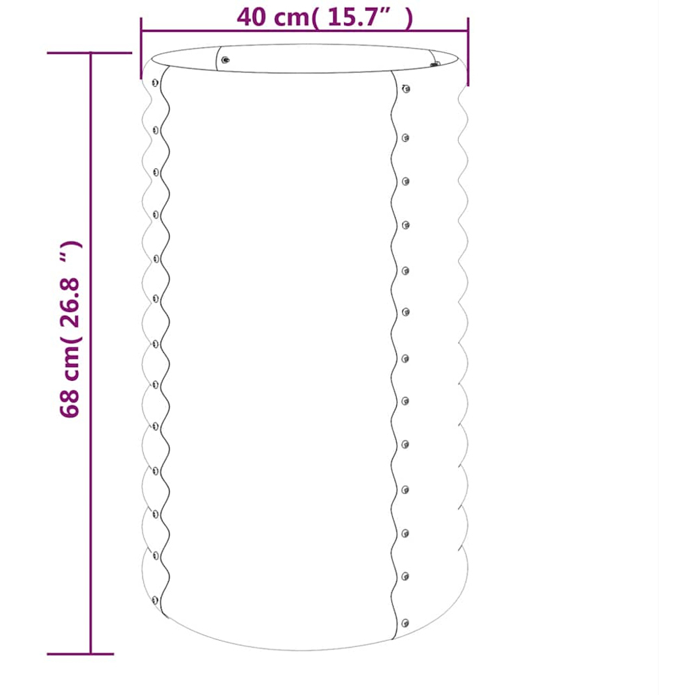 vidaXL Anthracite Galvanised Steel Round Raised Garden Bed 68 x 40 x 40cm Image 3