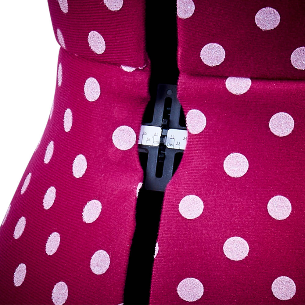 Sewing Online 5905A Cerise Polka Adjustable 8-Part Dressmakers Dummy with Hem Marker Small Image 6