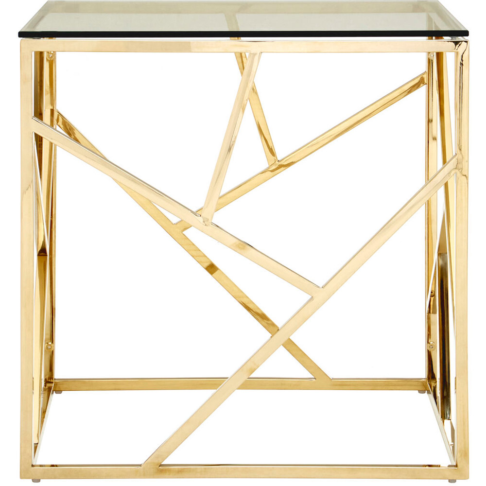Premier Housewares Allure Champagne Gold Geometric End Table Image 3