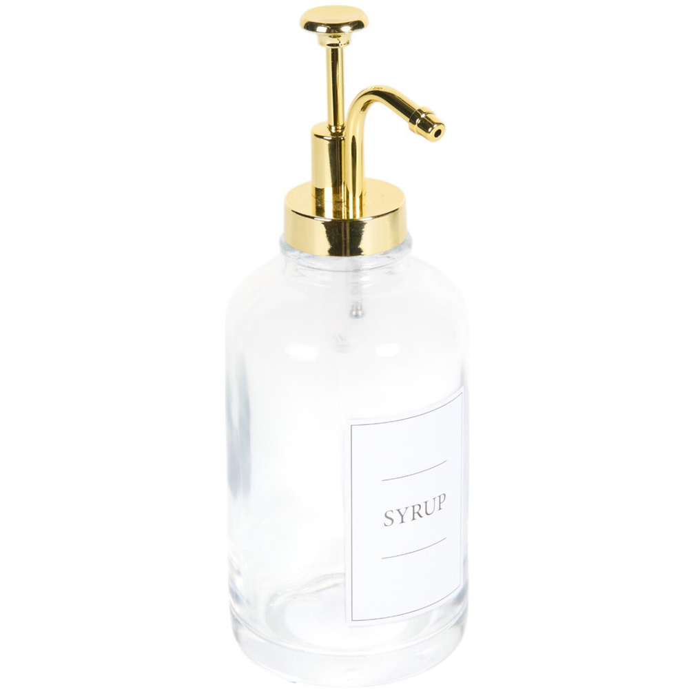 Syrup Dispenser with Gold Pump Clear and Gold Image 1