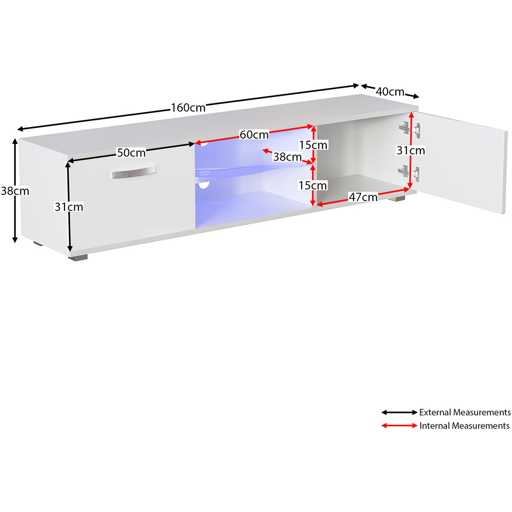Vida Designs Cosmo 2 Door White TV Unit with LED Image 9